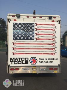 MATCO TOOLS flag graphics project patriotic theme on Route Van