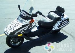 Spokane Pet Sitting asked us to make their scooter look like a Dalmation, with a custom wrap in Spokane, all eyes are on them
