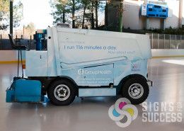 Wrap a Zamboni, it takes a dedicated staff to make a custom template, design elements, print and wrap a custom vehicle like this in Spokane and Coeur d'Alene