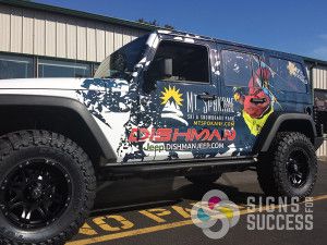 Market Vision ad agency designed this custom wrap for Dishman Dodge advertising for Mt. Spokane ski and snowboard park in Spokane and Greenbluff