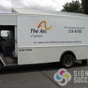 Wrap or just lettering on your step van like The Arc of Spokane by Signs for Success, van wraps spokane