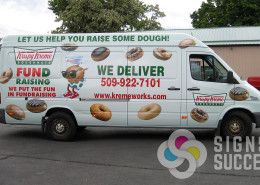 Food Truck Wraps-Photos of donuts and graphics and logos for Van wrap in Spokane Valley using certified installers