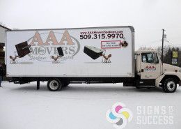 Using high performance wrap film, we designed and wrapped this great box truck for AAA Movers in Spokane