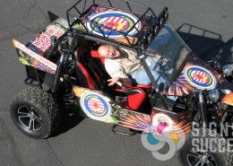 Discount Fireworks in Oroville asked us to wrap their dune Buggy, we made a custom design and template and wrapped in spokane