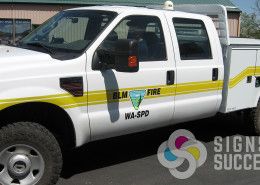 Add custom striping from high performance reflective vinyl to US BLM pickup in Spokane and Chewelah