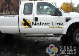 printed and cut vinyl added to pickup in Spokane and Cheney for Native Link Communications