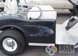 Designing flames with gradient, then cutting and installing wrap graphics on this golf cart was a lot of fun in Spokane
