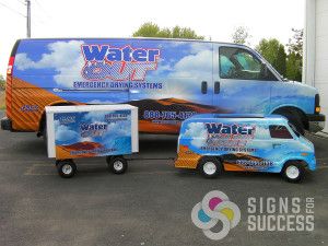 After wrapping Water Out JRCC fleet in Moses Lake, we wrapped their gocart and made a sign for their water trailer too