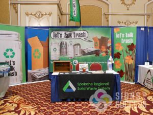 Trade Shows are more fun and your booth is more attractive with popup display for background, Signs for Success can help now with your event signage needs
