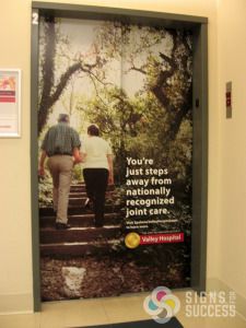 Elevator wrap for Spokane Valley Hospital, Allegra advertising, installed by Signs for Success Spokane