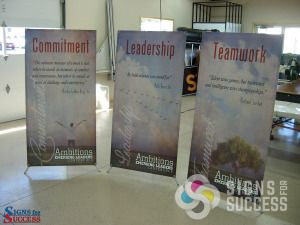 Banner stands done in a hurry, now, fast, by Signs for Success in Spokane
