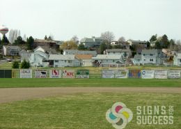 Team sponsors get recognition on the ballfield fence with 13oz or mesh banners