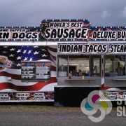 This concession trailer gets into more fairs now than it did before food truck wrap, custom design and wrap in Spokane and Post Falls