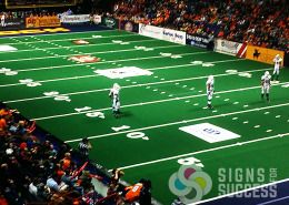 Dasher board advertising at Spokane Arena for Shock football team by Signs for Success