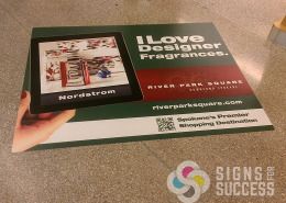 Advertise on your floor, sidewalk, pavement with specialized printed vinyl and laminate like these for Riverpark Square at Spokane Airport