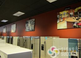Fred's Appliance stores decorated their walls with dozens of large high res photos, printed on canvas and gallery wrapped for a unique decorating for this retail store