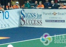 Signs for Success printed the dasher board banners for the Spokane Shock Arena Football team