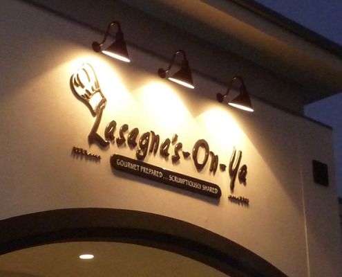 Nightime logo looks great for Lasagna's On Ya dimensional letters out of formed plastic, by Signs for Success, call now for quick, fast service