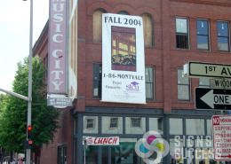 This banner was up in 2003 and 2004 to advertise STCU and the Montvale remodel, large banners are great by Signs for Success in Spokane