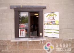 Drive thru through window menu by Signs for Success, new or refurbished, we can do it all from logo design, layout, production in Spokane