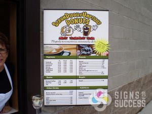 Espresso or ScrumDiddlyUmptious Donuts menu can be refaced or made brand new , call Signs for Success now for fast quote and reliable, quick service