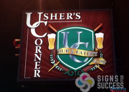 Usher's Corner in Hillyard, Spokane, asked for a new design for their logo and Signs for Success delivered with this great, eye-catching logo design and backlit sign face
