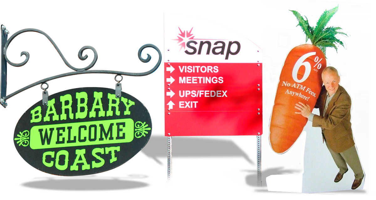 Rigid-Main A-frames, backlit, fence slats, dimensional, post & panel, standees, wall signs, yard, realtor, political