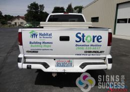 Truck lettering can look great without the high cost of a wrap, for Habitat for Humanity, by Signs for Success in Spokane.
