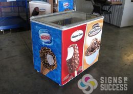 Food Truck Wraps-wrap your cooler or freezer like this ice cream freezer wrap, update old graphics with a new, unique wrap by certified installers at Signs for Success Spokane