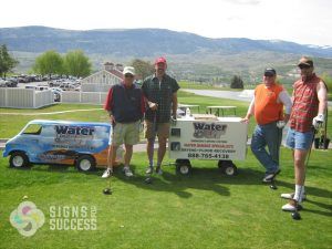 contractor branding with go cart wrap at golf tournaments