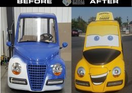 Before & After of Custom Cart Wrap Cabbie
