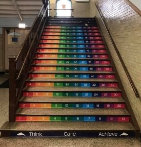 staircase graphics, stair decals at Chicago Academy Elementary