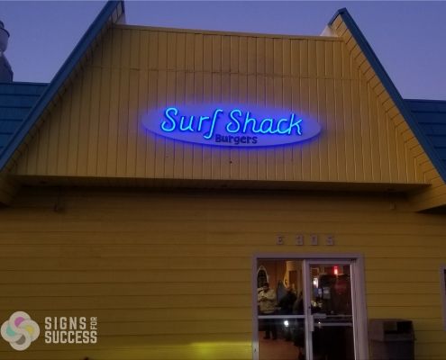 surf shack burgers flexibrite LED sign looks like neon sign